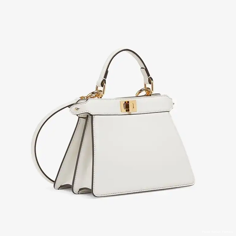 HOT Leather White In Petite Fendi Peekaboo Nappa ISeeU Bag 0506